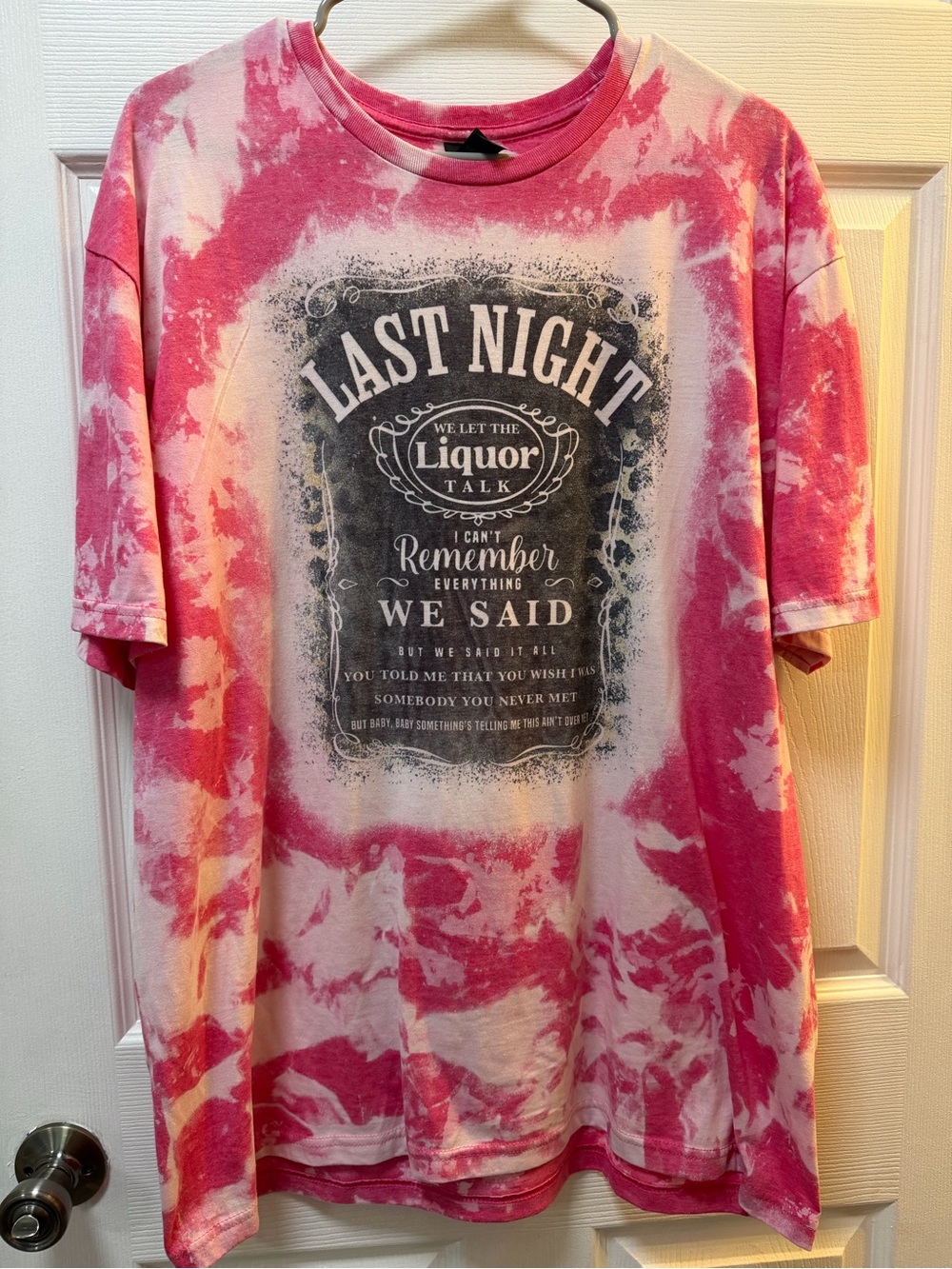 Women’s Pink Tie-Dye 'Last Night' Graphic Tee